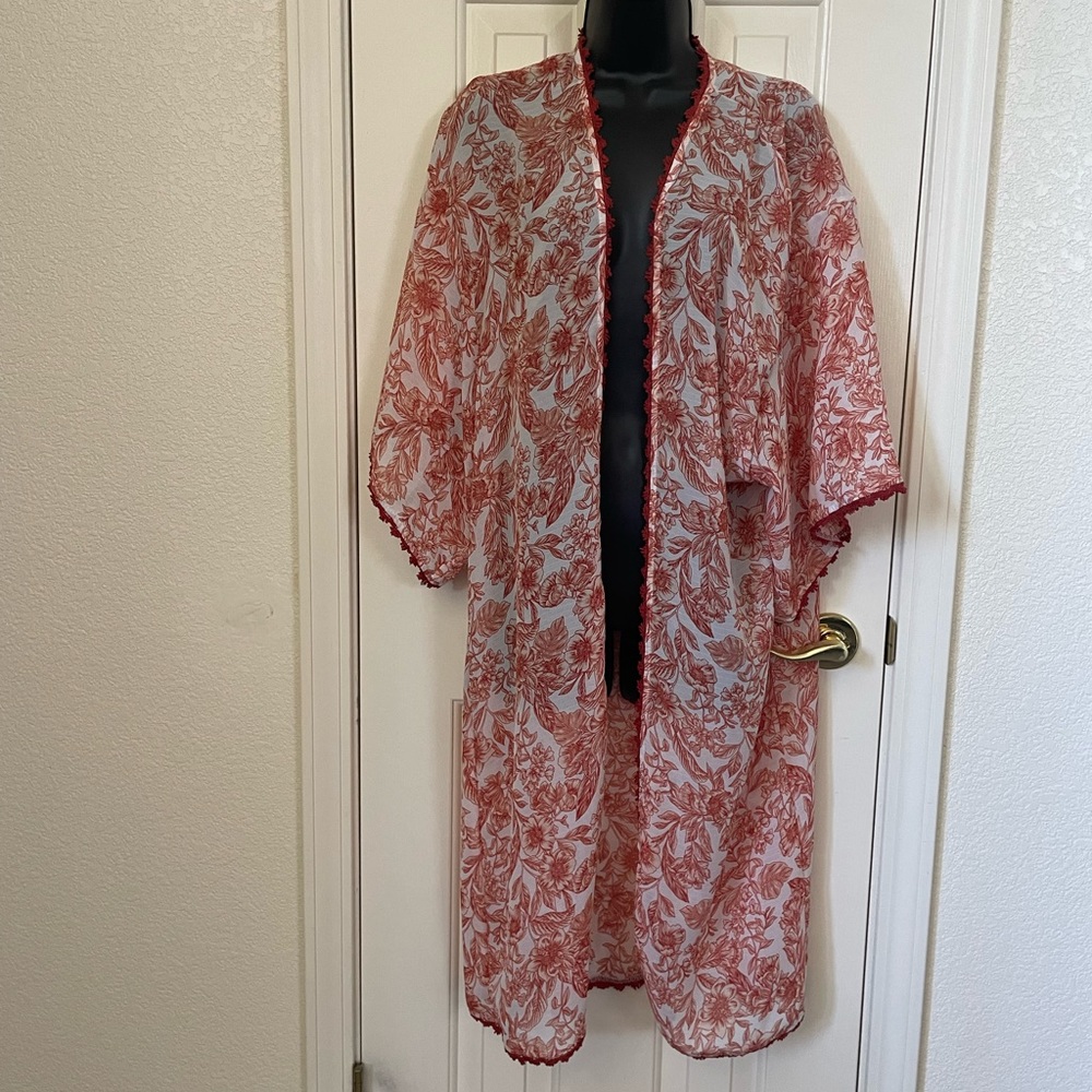 Wild Moss Kimono Floral Print Sheer